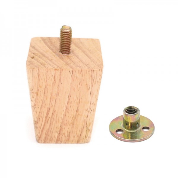 사각 코팅 원목다리 가구 부속 OD 60mm + 볼트연결 너트 8mm