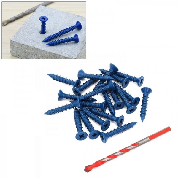 블루플랫 콘크리트 나사 못 BA 6.5x30mm 20개 드릴날 1개