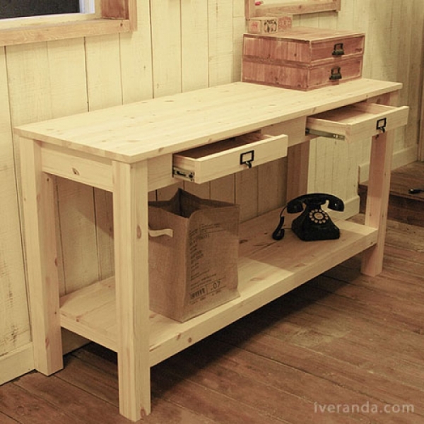 원목콘솔테이블 1200x600x750mm 하단 선반없음 (서랍1개)
